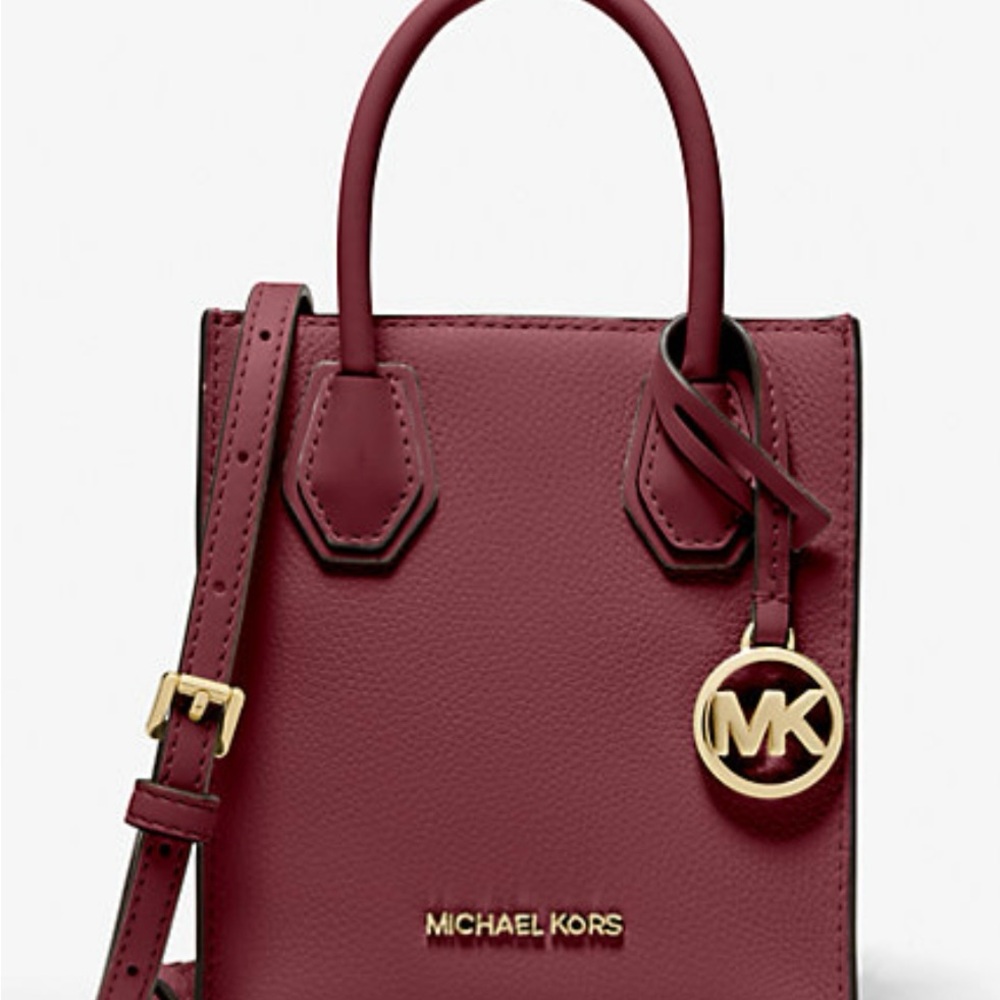 Michael Kors Burgundy Mercer Mini Bag with Gold Accents NWT